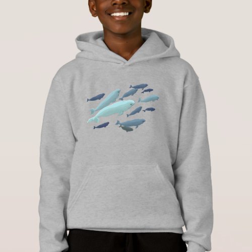 Kids Beluga Whale Hoodie Cute Whale Art Sweatshirt