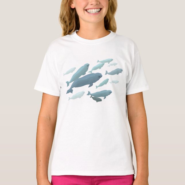Kid's Beluga Whale T-Shirt Organic Whale Art Shirt (Front)