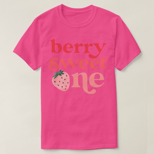 Kids Berry Sweet One Strawberry First Birthday Dau T-Shirt (Design Front)