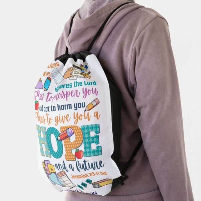 Kids bible verse Jeremiah 29:11  Drawstring Bag (Insitu)