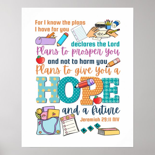 Kids bible verse Jeremiah 29:11  Poster (Front)