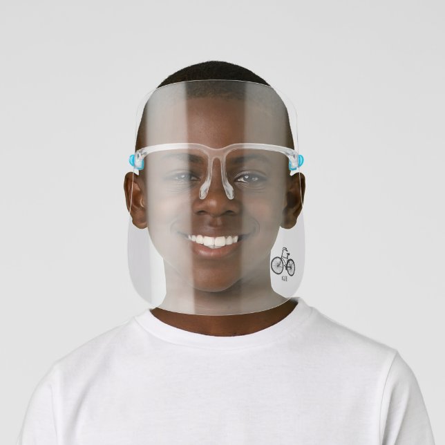 KIDS - Bicycle with Optional Initials Face Shield (Insitu)
