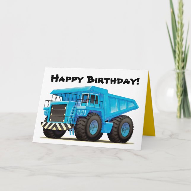 Kid's Big Blue Dump Truck Card (Front)