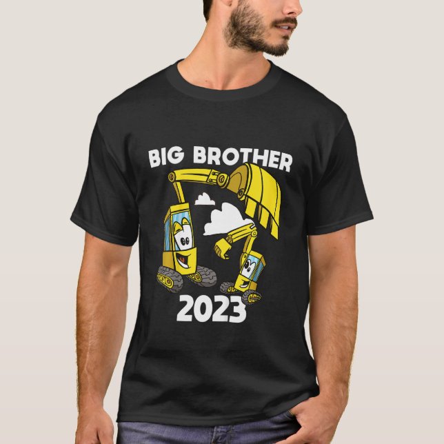 Kids Big Brother 2023 Excavator Digger Constructio T-Shirt (Front)