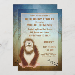Kids Big Foot/ Sasquatch Birthday Party Invitation