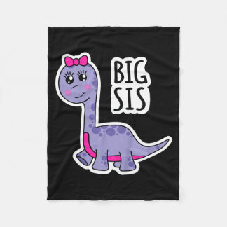 Kids Big Sister Dinosaur Sis Super Cute Dino Bront Fleece Blanket