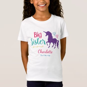 Kids Big Sister Unicorn Pretty Colorful Sisters T-shirt by LilPartyPlanners at Zazzle