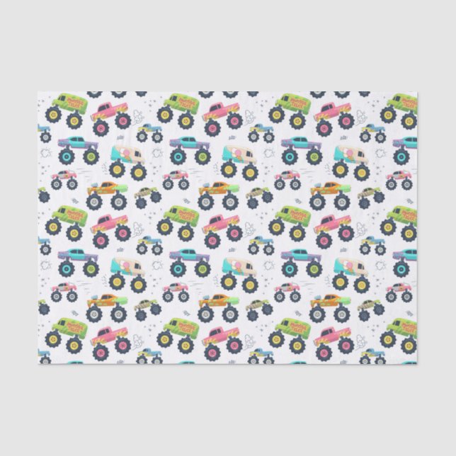 Kids Big Wheel Car And Trucks Tissue Paper (Front)