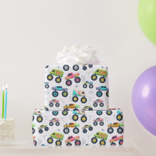 Kids Big Wheel Cars And Trucks Wrapping Paper