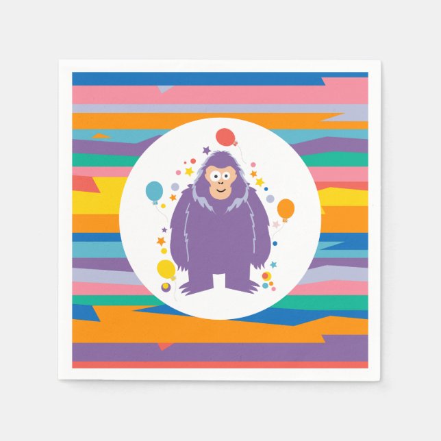 Kids Bigfoot Birthday  Napkins (Front)