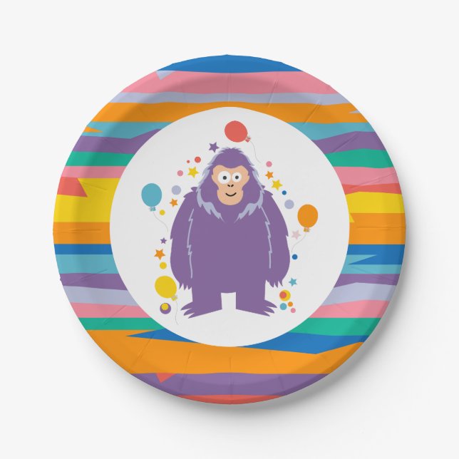 Kids Bigfoot Birthday  Paper Plates (Front)