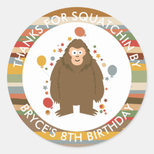 Kids Bigfoot Birthday Thank You Classic Round Classic Round Sticker
