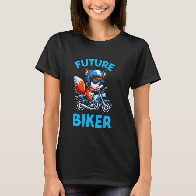 Kids Biker Motorcycle Riding Fox Boys T-Shirt (Front)