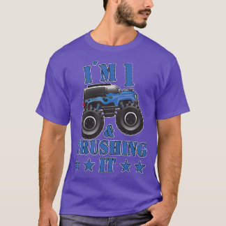 Kids Birthday 1 Year Old Monster Truck Children Fu T-Shirt