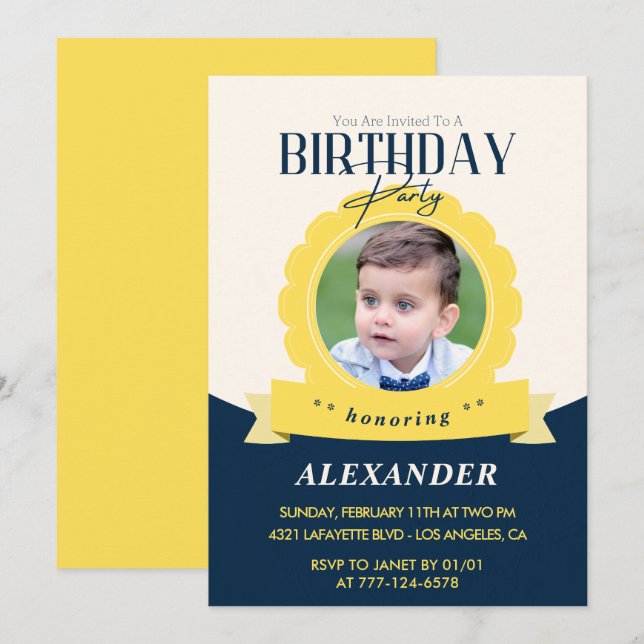 Kids birthday 2nd birthday invitation Modern (Front/Back)