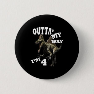 Kids Birthday 4th Gift Dino Graphic Design & Q Button