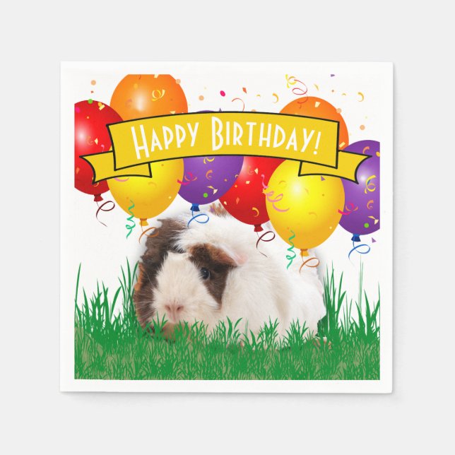 Kids Birthday Adorable Guinea Pig Party Balloons Napkins (Front)