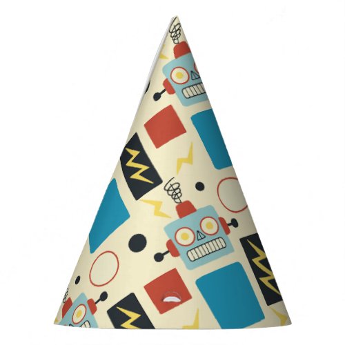 Kids Birthday Antique Robot Pattern Party Hat