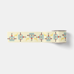 Kids Birthday Antique Robot Pattern Satin Ribbon