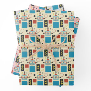 Kids Birthday Antique Robot Pattern Wrapping Paper Sheets