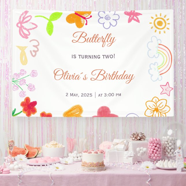 Kids Birthday Banner Purple & Yellow (Party)