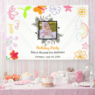 Kids Birthday Banner Yellow & Purple
