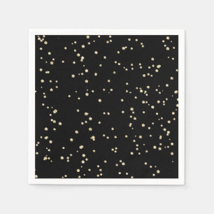Kid's Birthday Black Gold Glitter Paper Napkins