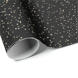 Kid's Birthday Black Gold Glitter Wrapping Paper