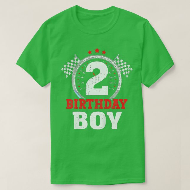Kids Birthday Boy 2 wo Race Car 2nd Birthday Racin T-Shirt (Design Front)