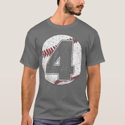 Kids Birthday Boy 4 Four Baseball 4th Birthday Bas T_Shirt
