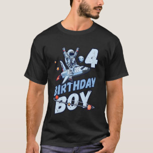 Kids Birthday Boy 4 Years Old Astronaut Planets In T-Shirt