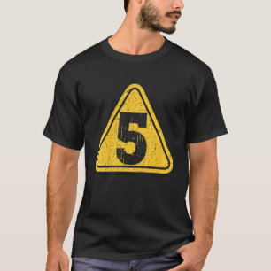 Kids Birthday Boy 5 Five Construction Sign 5th Bir T-Shirt