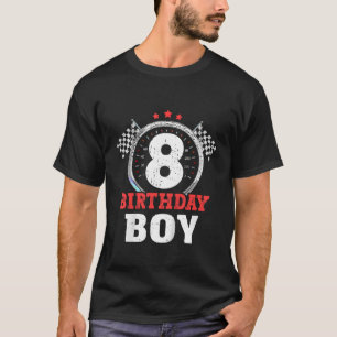 Kids Birthday Boy 8 Eight Race Car 8th Birthday Ra T-Shirt