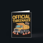 Kids Birthday Boy Three Years Old Threenager Const Card<br><div class="desc">Kids Birthday Boy Three Years Old Threenager Construction Truck</div>