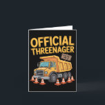 Kids Birthday Boy Three Years Old Threenager Const Card<br><div class="desc">Kids Birthday Boy Three Years Old Threenager Construction Truck</div>