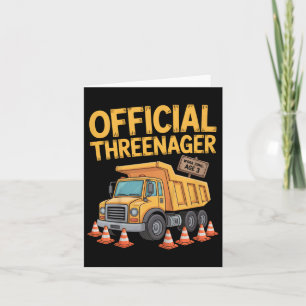 Kids Birthday Boy Three Years Old Threenager Const Card