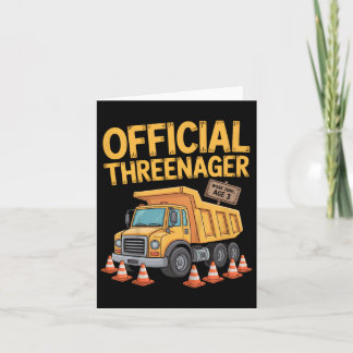 Kids Birthday Boy Three Years Old Threenager Const Card