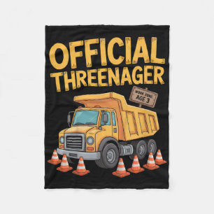 Kids Birthday Boy Three Years Old Threenager Const Fleece Blanket