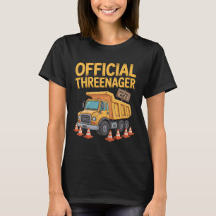 Kids Birthday Boy Three Years Old Threenager Const T-Shirt