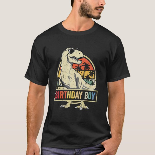 Kids Birthday Boys Dino Rex Dinosaur Boys Matching T-Shirt (Front)