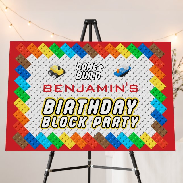 Kid's Birthday Brick Party Block Party Build Toys Foam Board (In Situ (Stand))