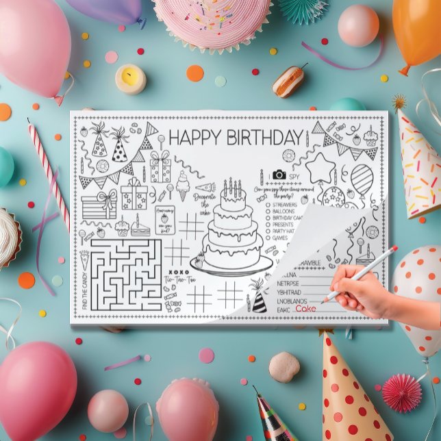 Kids Birthday Cake Activity Pad and Placemat (Creator Uploaded)