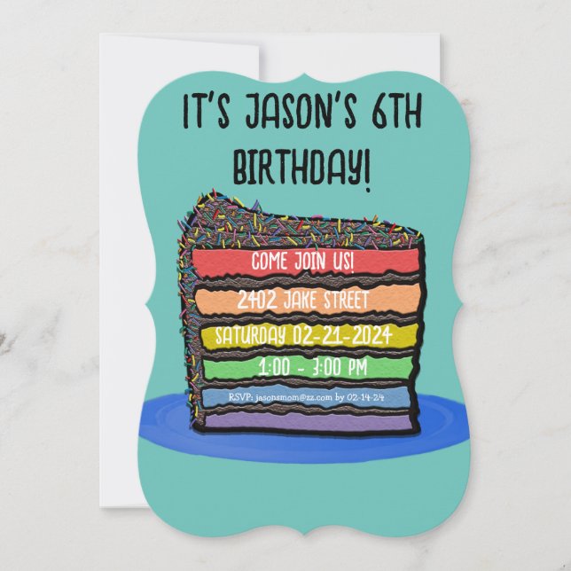 Kid's Birthday Cake Party Invitation (Front)