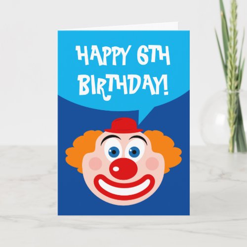 Kids Birthday card with cute circus clown drawing