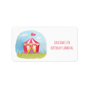 Kids Birthday Carnival Watercolor Party Labels