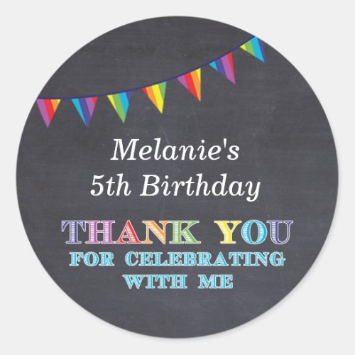 Kids birthday chalkboard bunting stickers favors