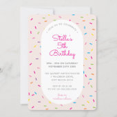 KIDS BIRTHDAY colorful girly sprinkles border pink Invitation (Front)