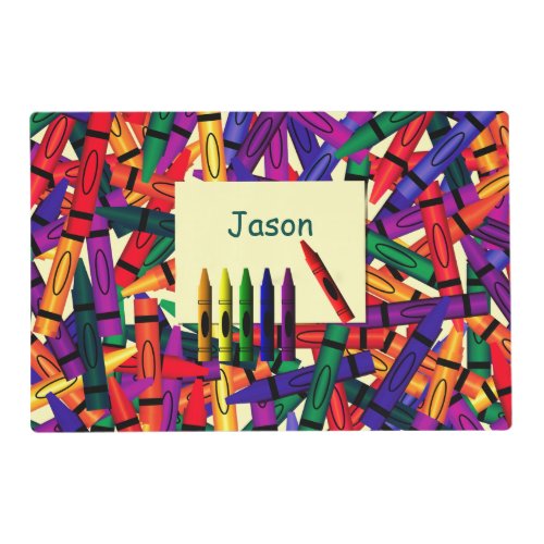 Kids Birthday Crayon Party Custom Placemat