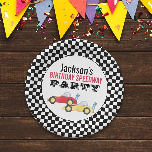 Kids Birthday Cute Boy Cartoon Race Cars Paper Plates