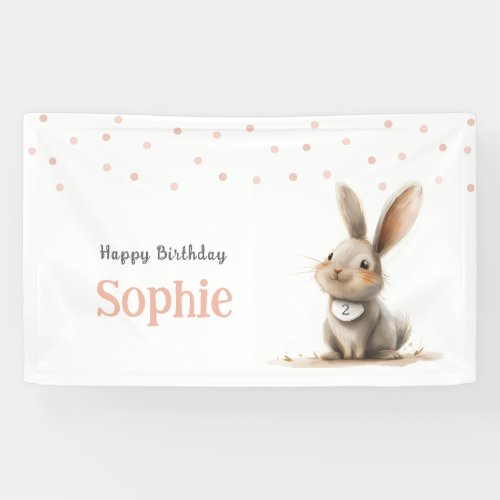 Kids Birthday Cute Bunny Happy Birthday  Banner